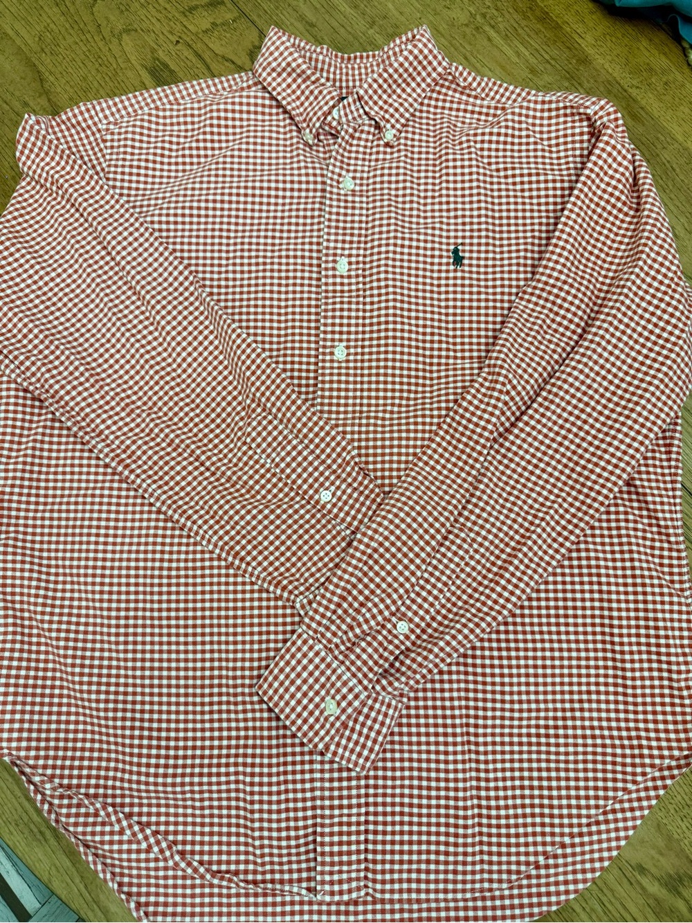 Ralph Lauren Men’s orange Gingham Button-Down Shirt